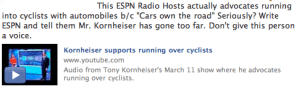 Tony Kornheiser ESPN Facebook Update